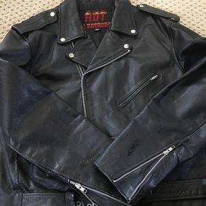 Genuine leather motorcycle jacket